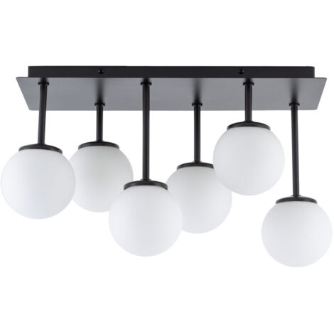 Plafonnier moderne barre noire 6 globes G9 Tulia Sigma (1/4)