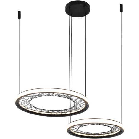 Suspension LED 77W double anneau noir Milagro Nest (1/5)