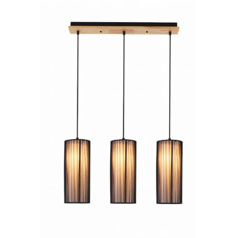 Candellux suspension KIOTO noire bois/tissu 3xE27 120cm (1/2)