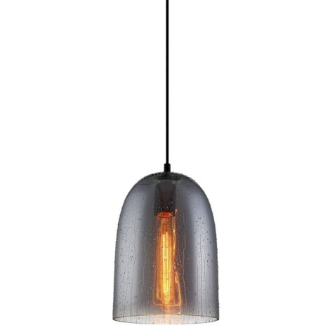 Suspension Italux Tabby moderne noire verre acier E27 (1/2)