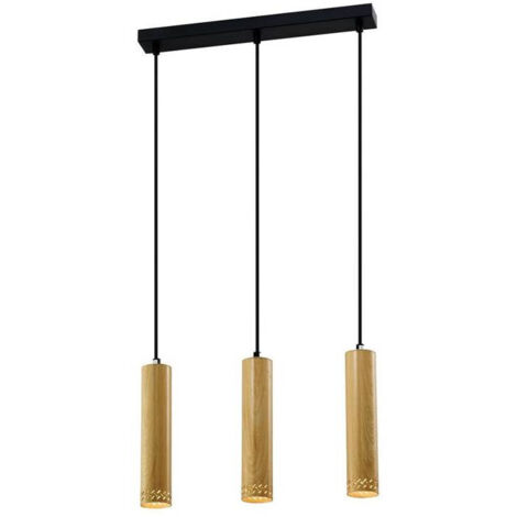 Suspension Candellux TUBO 3xGU10 métal noir bois réglable (1/3)