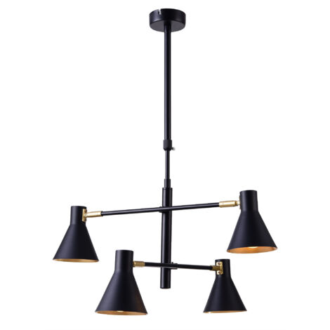 Suspension Candellux Less 34-72689 noir/or 4xE14 métal réglable (1/2)