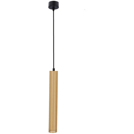 Suspension Candellux Tubo métal noir/bois GU10 Ø7 H90 (1/5)
