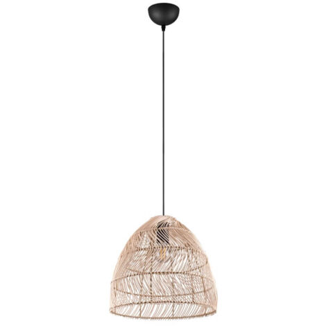Suspension RIKE rotin métal noir réglable Ø35 E27 150cm (1/3)