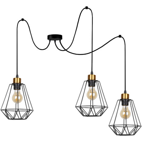 Lustre suspension Candellux Primo 3xE27 métal noir-or (1/2)