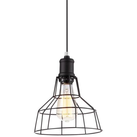 Suspension Italux Synthia industrielle noire Ø20 cm (1/3)