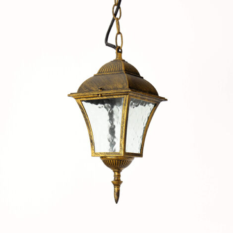 Suspension d'extérieur TOSCANA de couleur or antique au design campagnard étanche IP43 E27 en aluminium (1/5)