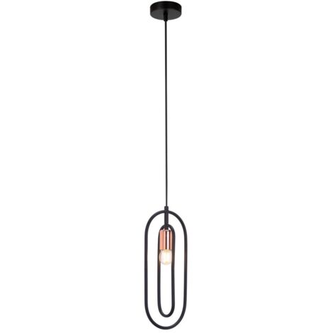 Suspension ROVIER E27 1x MAX 40W métal noir mat, cuivre L: 16cm H: 150cm dimmable (1/3)
