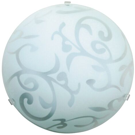 Plafonnier verre 25 cm E27 60W blanc rond Scroll Rabalux