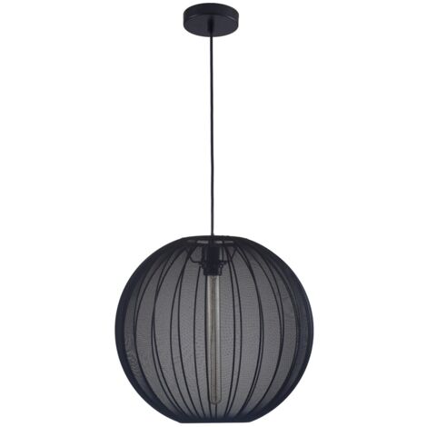 Suspension Polux Sensai noire tissu Ø40cm 1xE27 H120cm