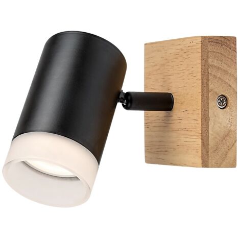 Lampe à taches toras en bois de bois en bois noir gu10 1 x max.5W b: 13cm Ø6cm dimmable