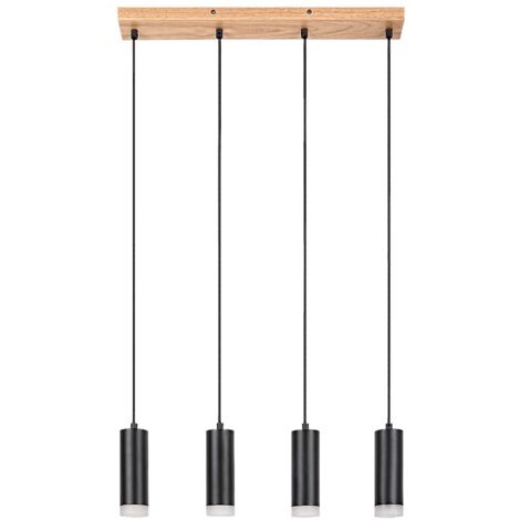 Lampe à tache toras en bois de bois métal noir gu10 4 x max.5W l: 60 cm h: 150 cm Ø6cm dimmable (1/5)