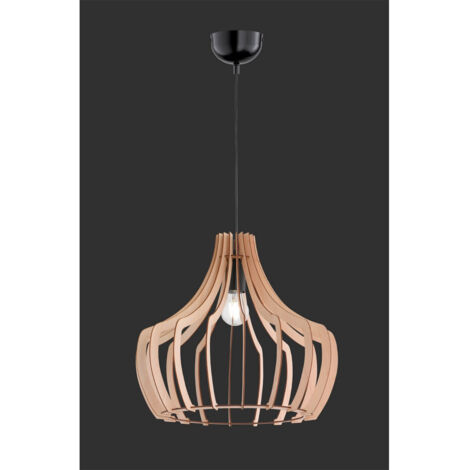 Suspension Bois 1xE27 Bell Bandes Bois Naturel Ø44 cm Trio Lighting (1/3)