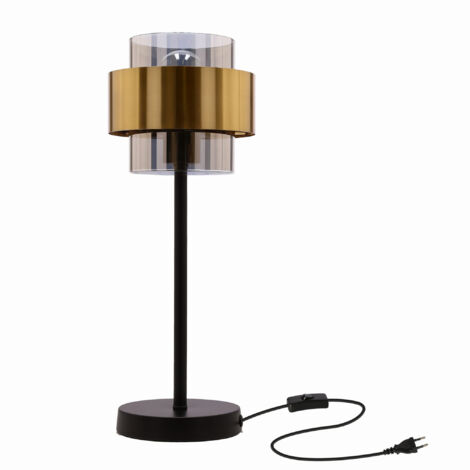 Lampe table Candellux Spiega noir laiton E27 44cm 60W (1/4)
