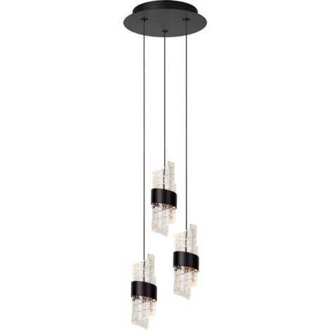 Suspension glamour verre triple noire LED 7W Lucide (1/5)