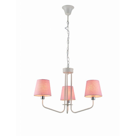 Suspension Candellux YORK 3xE14 blanc/rose métal tissu (1/2)