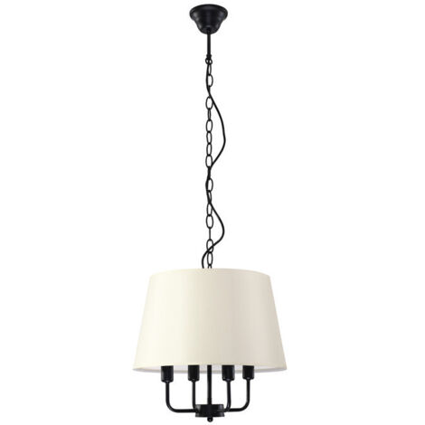 Suspension Candellux Pasteri métal tissu noire/ecru 4xE14 Ø37cm (1/4)