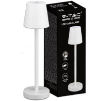 Lampe de table LED rechargeable V-TAC 3 W, intensité variable tactile, blanc naturel
