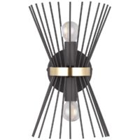 Applique, Double applique murale metal or et noir Rod Noir en Metal, TRIO