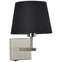 Italux Norte - Lampe de chevet moderne nickel 1 lumière avec abat-jour rond noir, E27