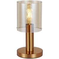 Italux Sardo - Lampe de table moderne en laiton 1 lumière avec abat-jour ambre, E27