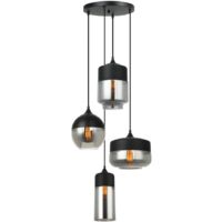 Lustre Italux Molina moderne noir/chrome verre 4xE27