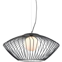 Italux Zeno - Pendentif suspendu moderne noir 1 lumière avec abat-jour noir, blanc, E27