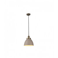 Endon Franklin - Luminaire suspendu à 1 dôme taupe satiné, plaque en laiton antique, E27