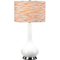 Elstead MILO Lampe de table Milo avec abat-jour rond, nickel poli, blanc, orange