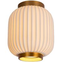 Plafonnier Lucide Gosse porcelaine striée dorée E27 40W