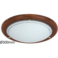 Plafonnier Rabalux Ufo chêne 30cm rond E27 60W opale