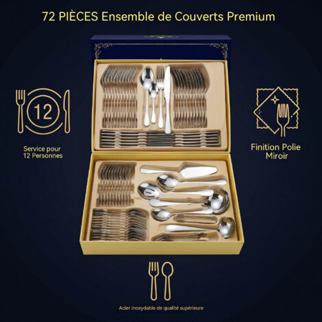 Ensemble de 72 pièces coffret cadeau vaisselle couteau et fourchette cuillère Hôtel Western steak couteau et fourchette - argent