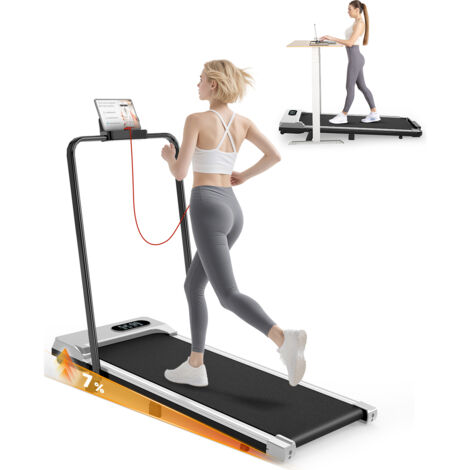 Wowttrelax – Tapis de course pliable 8 km/h – Inclinaison manuelle jusqu'à 7% – Charge maximale 145 kg – Moteur silencieux 30 dB – Design portable
