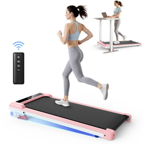 Tapis de marche 3 en 1 avec inclinaison jusqu'à 8 %, silencieux, moteur sans balais de 3 CV, vitesse de 1 à 10 km/h, avec télécommande - Rose