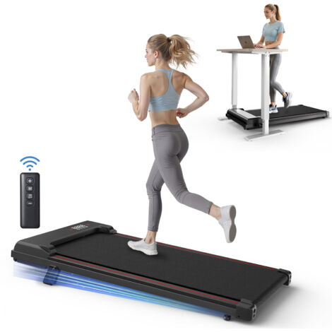 Tapis de course portable 2,5 HP – Ultra silencieux – Vitesse 0,6 à 6,2 MPH – Capacité 136 kg – Écran LED – Télécommande incluse,Noir