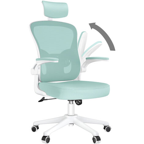 Xhomrattan - Fauteuil de bureau, avec 2D Accoudoirs et Appui-tête, Soutien Lombaire Dossier Règalable, 50 x 64 x (120-134)cm, Chaise Ergonomique,Vert