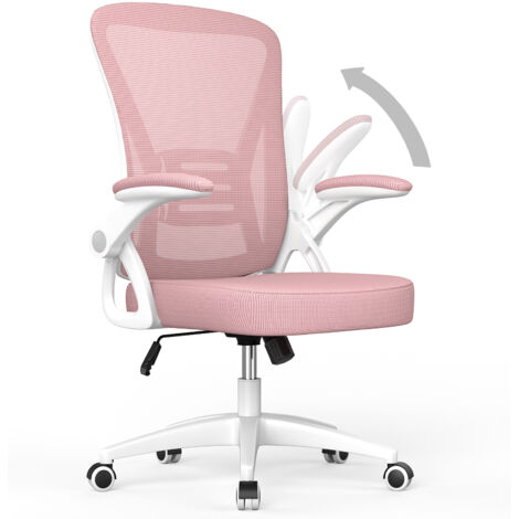 Fauteuil de Bureau Xhomrattan, Chaise Ergonomique à roulette, Hauteur Ajustable, Soutien Lombaire Dossier Règalable, Poids Max 150kg,Rose