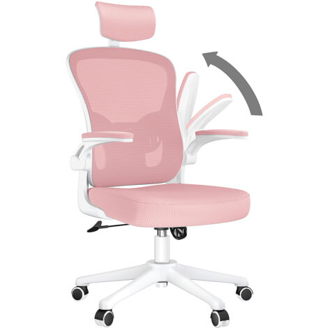 Xhomrattan - Fauteuil de bureau, avec 2D Accoudoirs et Appui-tête, Soutien Lombaire Dossier Règalable, 50 x 64 x (120-134)cm, Chaise Ergonomique,Rose