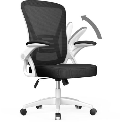Fauteuil de Bureau Xhomrattan, Chaise Ergonomique à roulette, Hauteur Ajustable, Soutien Lombaire Dossier Règalable, Poids Max 150kg,Noir et blanc