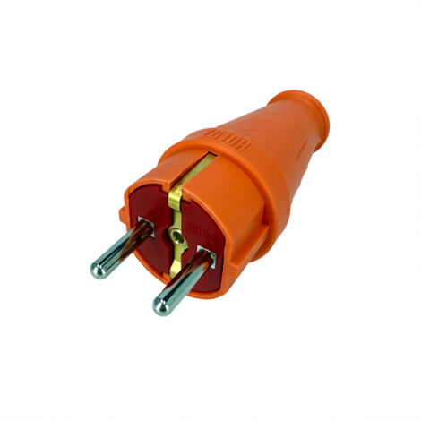 Fiche mâle droite étanche IP44 Schuko Type F caoutchouc orange 300.001.807 HOROZ (1/3)