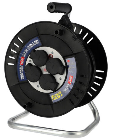Enrouleur électrique 4 prises 2P+T IP44 noir 3x1,5mm² 40m 310.040.302 HOROZ (1/5)