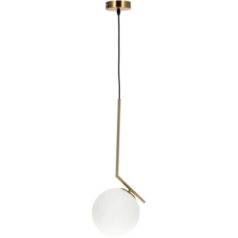 Edo Solutions – Suspension PELOTA E27 blanc doré – Abat-jour en verre – Câble noir – Montage en saillie – Puissance 60W – Tension 220-240V AC - EDO777202 (1/5)