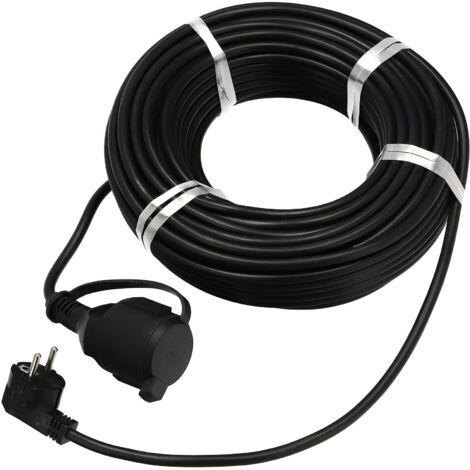 Rallonge de jardin noire 25m 3x1,5mm² IP44 – Prise Schuko Type F – 2000W – Caoutchouc pour chantiers humides – Horoz Electric (1/3)