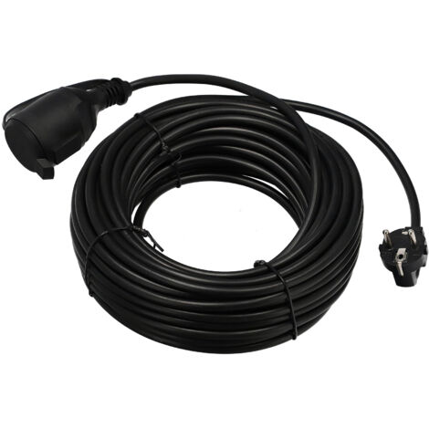 Rallonge de jardin noire 20m (3x1,5 mm²) IP44 prise Schuko Type F - 800.820.110 - HOROZ
