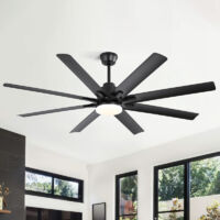 Sofucor Smart Deckenventilator 167,5 cm, Modern, für Innen- und Außenbereich, mit Fernbedienung und App – Mattschwarz