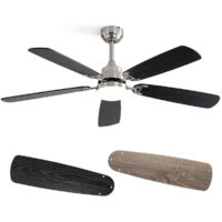 Sofucor Deckenventilator mit Licht und Fernbedienung, DC, 132 cm, 5 zweifarbige Flügel, Nickel