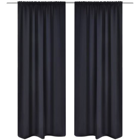 Verdunkelungs-Vorhänge mit Schlaufen 135 x 245 cm Schwarz blackout vidaXL