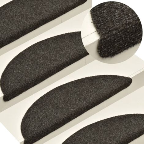 Stufenmatten Selbstklebend 10 Stk. 65x21x4 cm Anthrazit Halbrund Groß vidaXL