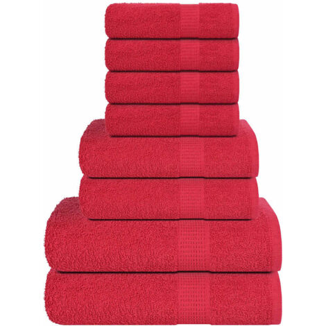 vidaXL 8-tlg. Handtuch-Set Rot 360 g/m² 100% Baumwolle