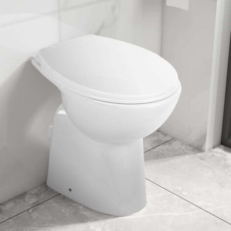 vidaXL Rimless Toilet 7 cm Extra Height Soft Close Ceramic White (1/10)